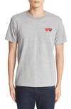 Comme Des Garçons Play Twin Hearts Slim Fit Jersey T-shirt In Grey