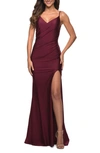 LA FEMME SLEEVELESS JERSEY MERMAID GOWN