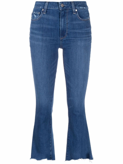 Paige Flared Cropped Jeans In Blue