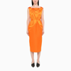 Prada Orange Double Satin Dress In Orange