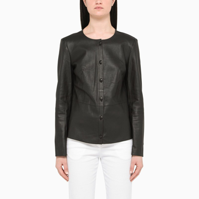 Swd By S.w.o.r.d. Black Leather Jacket With Buttons
