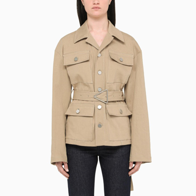 Bottega Veneta Belted Shirt-jacket In Beige