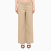 Miu Miu Mid-rise Wide-leg Cotton Chinos In Beige