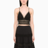 Charo Ruiz Delia Lace-embroidered Crop Top In Black