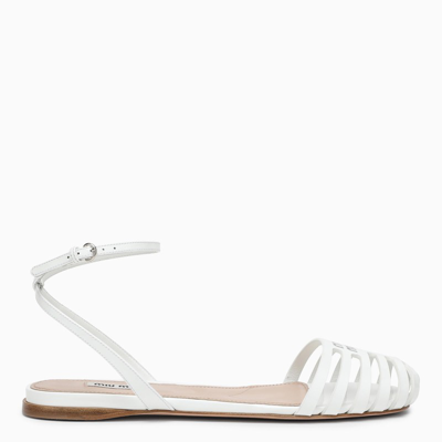 Miu Miu Patent Leather D'orsay Ballerina Pumps In White