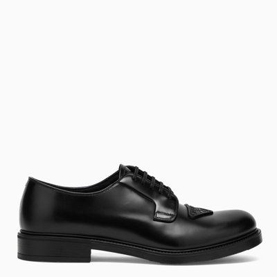 Prada Black Derby Shoes With Logo Triangle