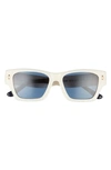 Tory Burch 52mm Rectangular Sunglasses In Top Ivory