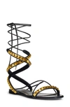 Valentino No Limit Rockstud Ankle-wrap Flat Sandals In Nero