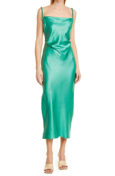 Nanushka Irma Open-back Satin Midi Dress In Green