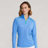 Rlx Golf Jersey Quarter-zip Pullover In Blue/cabo Green