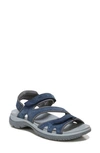 Dr. Scholl's Adelle Womens Leather Velcro Flat Sandals In Navy