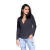 Carmen Sol Long Sleeve V Neck Tee In Navy Blue