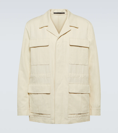 Loro Piana Mojave Camp-collar Cotton And Linen-blend Field Jacket In Butter Cream