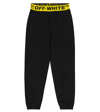 Off-white Logo Cotton Jersey Sweatpants In Black Yellow