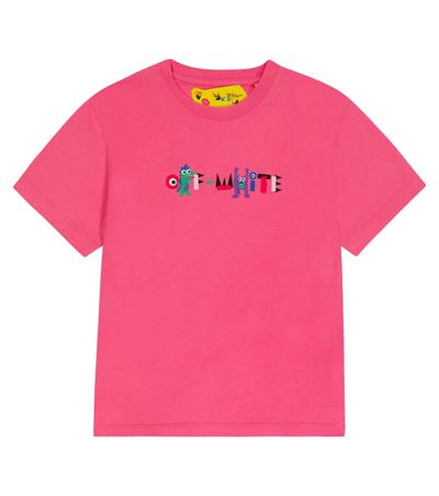 Off-white Monster Logo Cotton Jersey T-shirt In Розовый