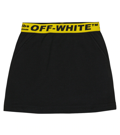 Off-white Girls Black Kids Logo-tape Cotton Skirt 4-12 Years 12 Years In Black Yellow