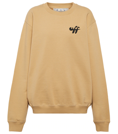 Off-white Printed Cotton-jersey Sweatshirt In Beige