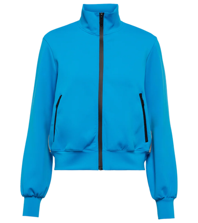 Off-white Woman Jacket In Turquoise Technical Fabric With Logo Tape In Blue