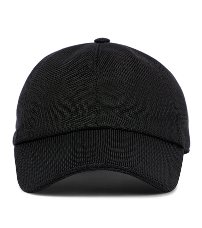 The Row Caspian Silk Piqué Baseball Hat In Black