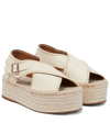 Chloé Lucinda Whipstitched Leather Platform Espadrilles Sandals In Eggshell