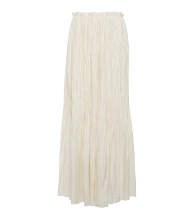 Khaite Cersi Pleated Cupro Maxi Skirt In Ivory