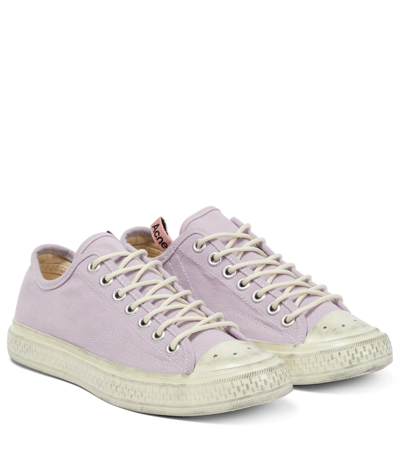 Acne Studios Purple Canvas Low Top Sneakers In Pale Purple/off White