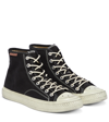Acne Studios Ballow Tumbled Distressed Canvas Hi-top Sneakers In Black/off White