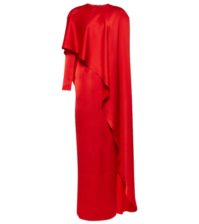 Rasario Draped Satin Gown In Red