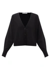 Another Tomorrow Cropped Recycled Cashmere-blend Cardigan In Black