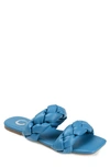 Journee Collection Arietta Braid Strap Slide Sandal In Blue