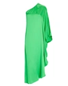 L Agence Selena One-shoulder Satin Maxi Dress In Green