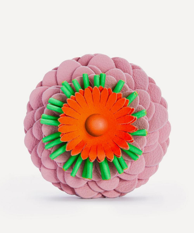 Loewe Stud Flower Leather Bag Charm In Light Candy