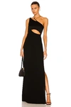 Givenchy One-shoulder Cutout Satin And Crepe Gown In Black