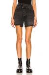 Agolde Black Denim Criss Cross Upsized Shorts In Hitchhike