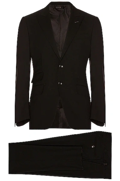 Tom Ford Plain Weave Suit In Black