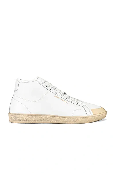 Saint Laurent Leather Sl39 High-top Sneakers In White & Butter