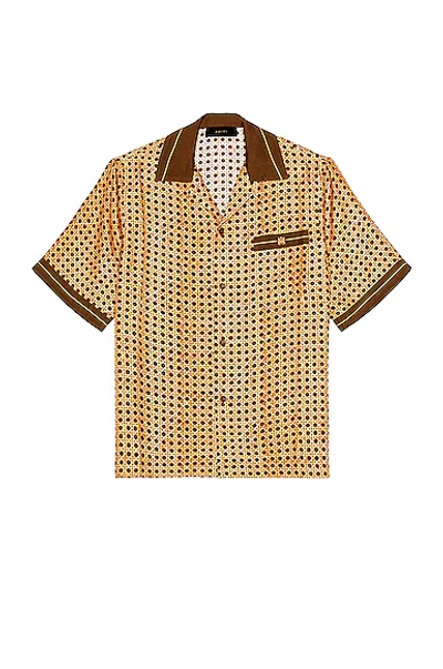 Amiri Weave Bowling Shirt In Brown