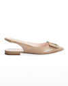Roger Vivier Slingback Buckle Ballerina Flats In Beige