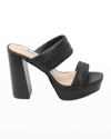 Charles David Intro Woven Leather Platform Sandals In Black