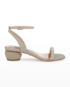 Badgley Mischka Tarika Crystal Ankle-strap Sandals In Pale Gold