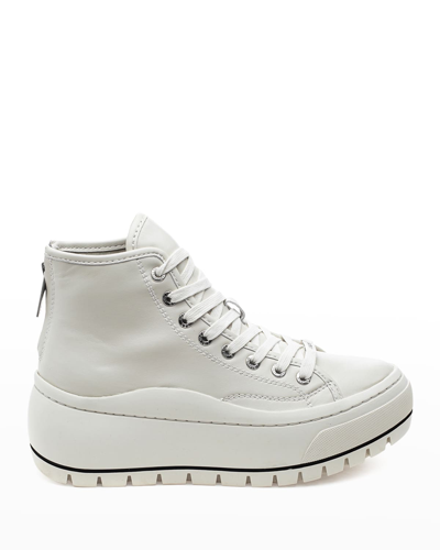 Jslides Grace Suede High-top Platform Sneakers In White
