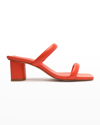 Schutz Ully Leather Dual-band Sandals In Coral
