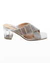 Charles David Cayden Shimmery Buckle Crisscross Sandals In Silver