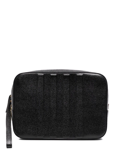 Thom Browne Embossed Four-bar Wash Bag In Black