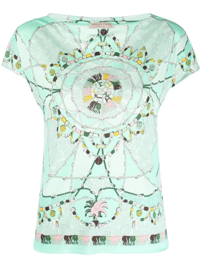 Pucci Cyprea-print T-shirt In Mint