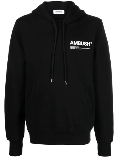 Ambush Wksp Logo-print Hoodie In Black