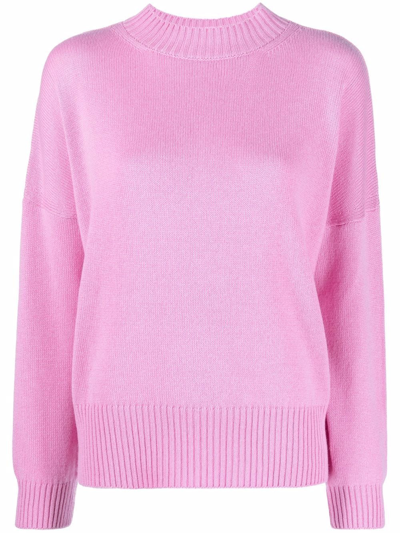 Incentive! Cashmere Spread-collar Long-sleeve Top In Pink