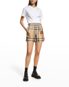 BURBERRY TAWNEY CHECK MULBERRY SILK BERMUDA SHORTS