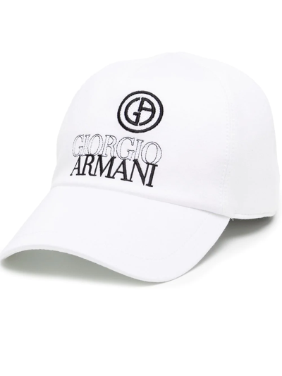 Giorgio Armani Logo Viscose Baseball Cap In Weiss