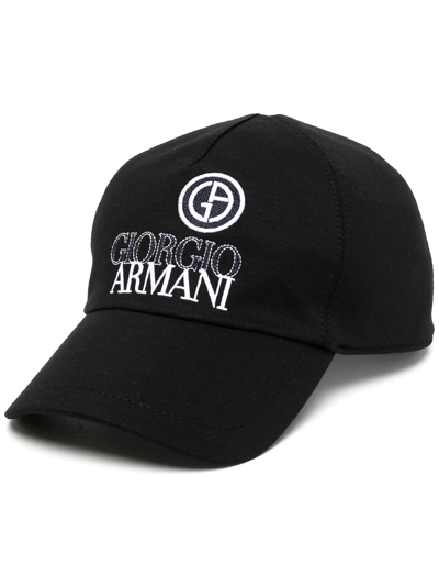 Giorgio Armani Embroidered-logo Cap In Schwarz